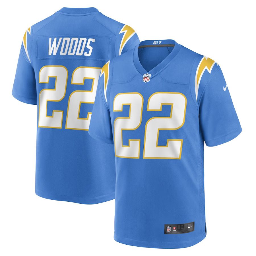 Men Los Angeles Chargers 22 JT Woods Nike Powder Blue Game Player NFL Jersey